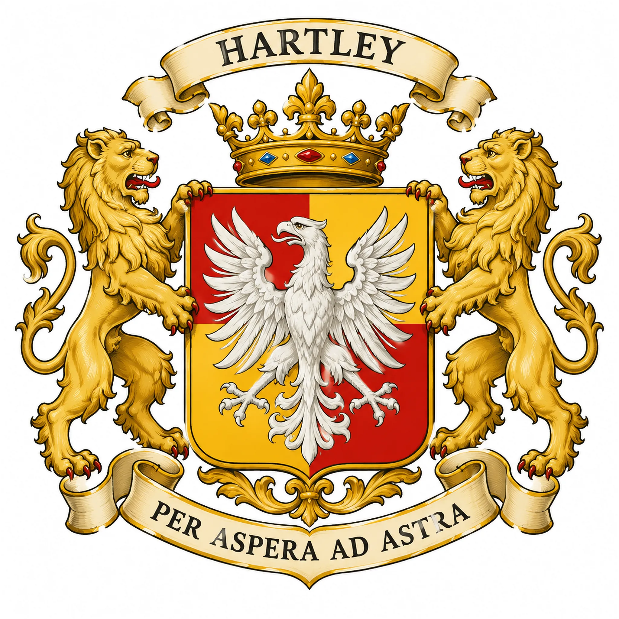 Quarterly eagle with lions