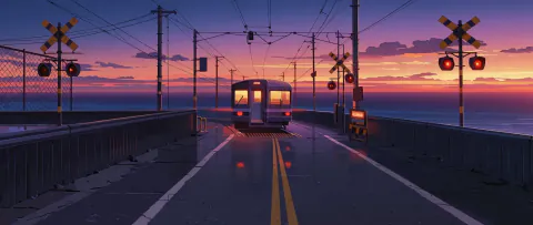 Seaside crossing dusk