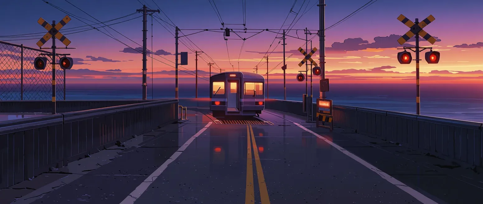 Seaside crossing dusk