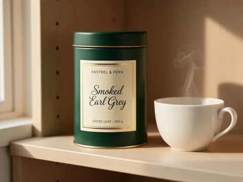 Tea tin label