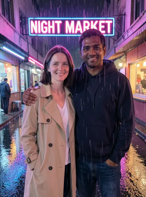 Night market background swap