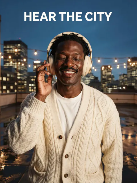 Rooftop headphones ad