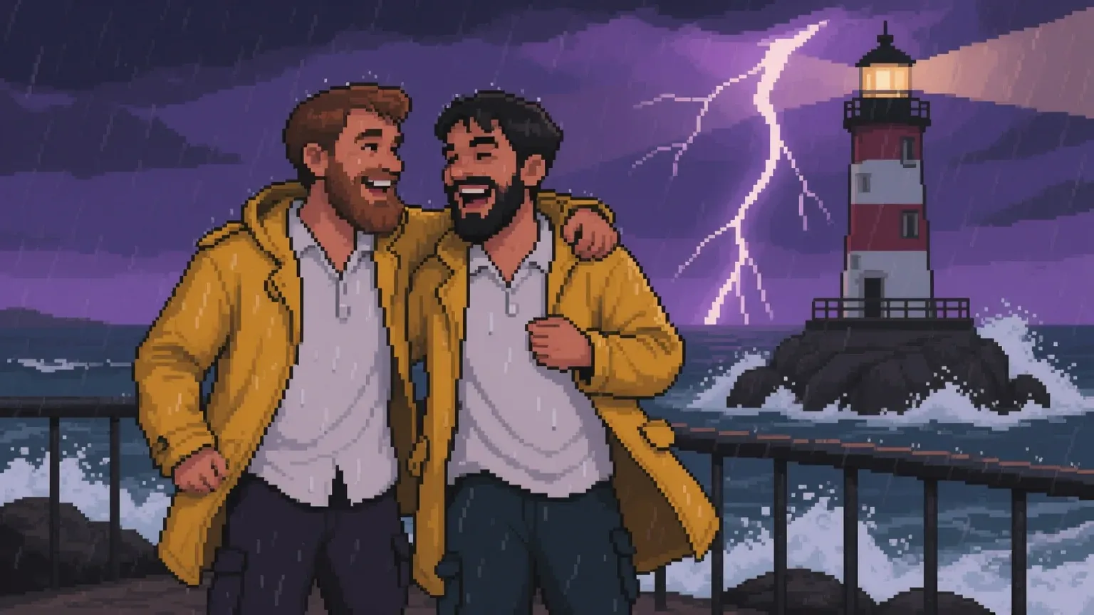 Lighthouse storm pixel