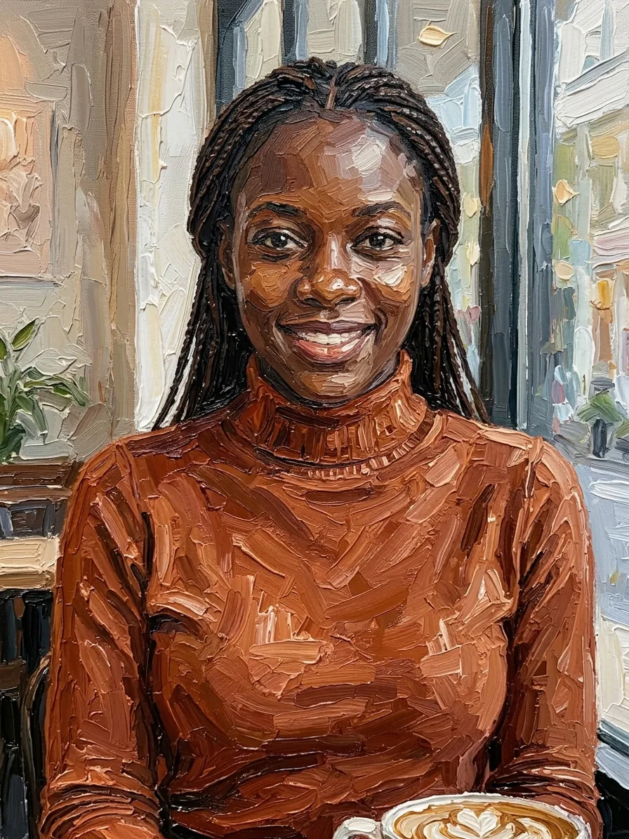 Café-Porträt, Öl-Impasto