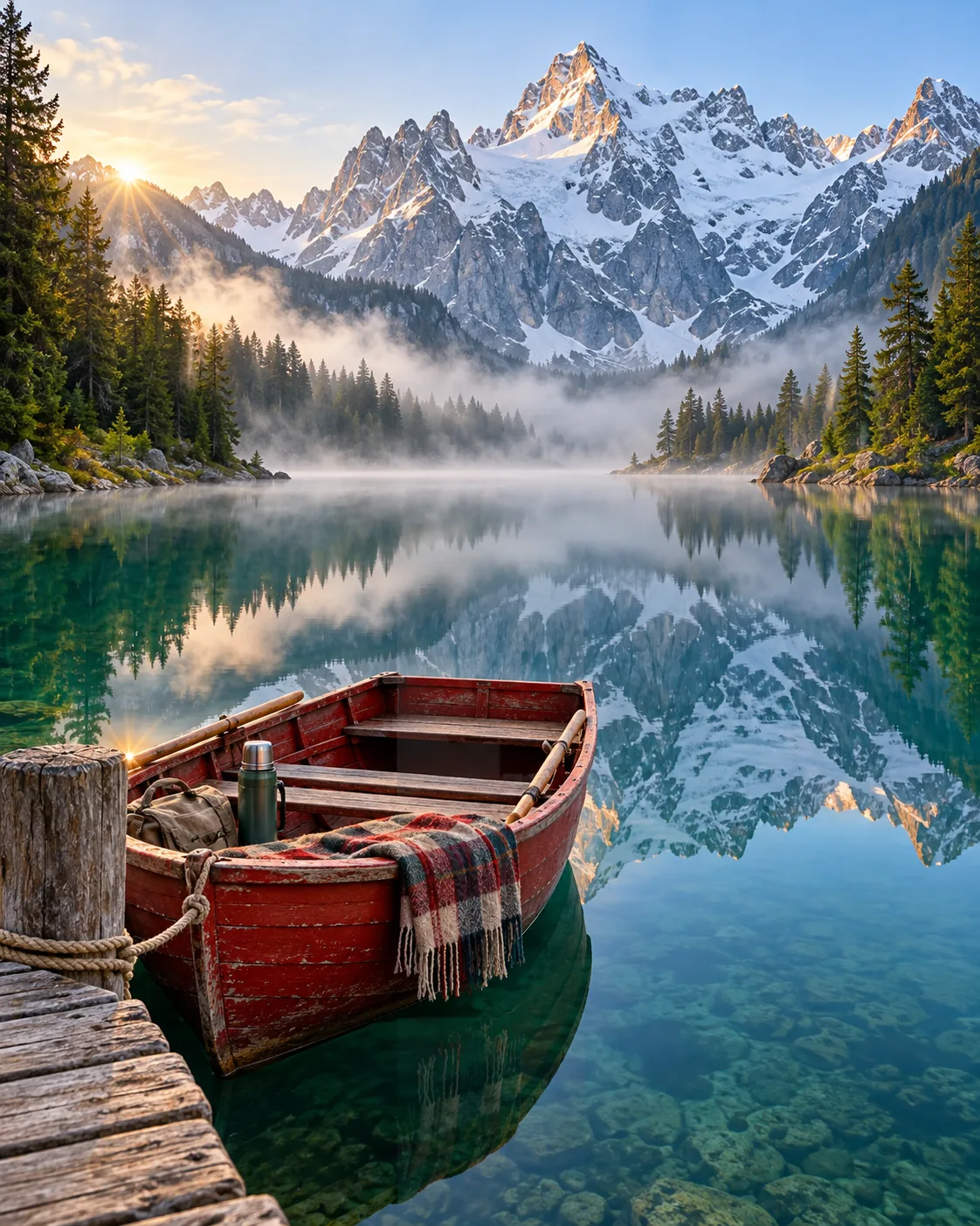 Alpine Lake Rowboat, made with GPT Image 2.5 Sunburst