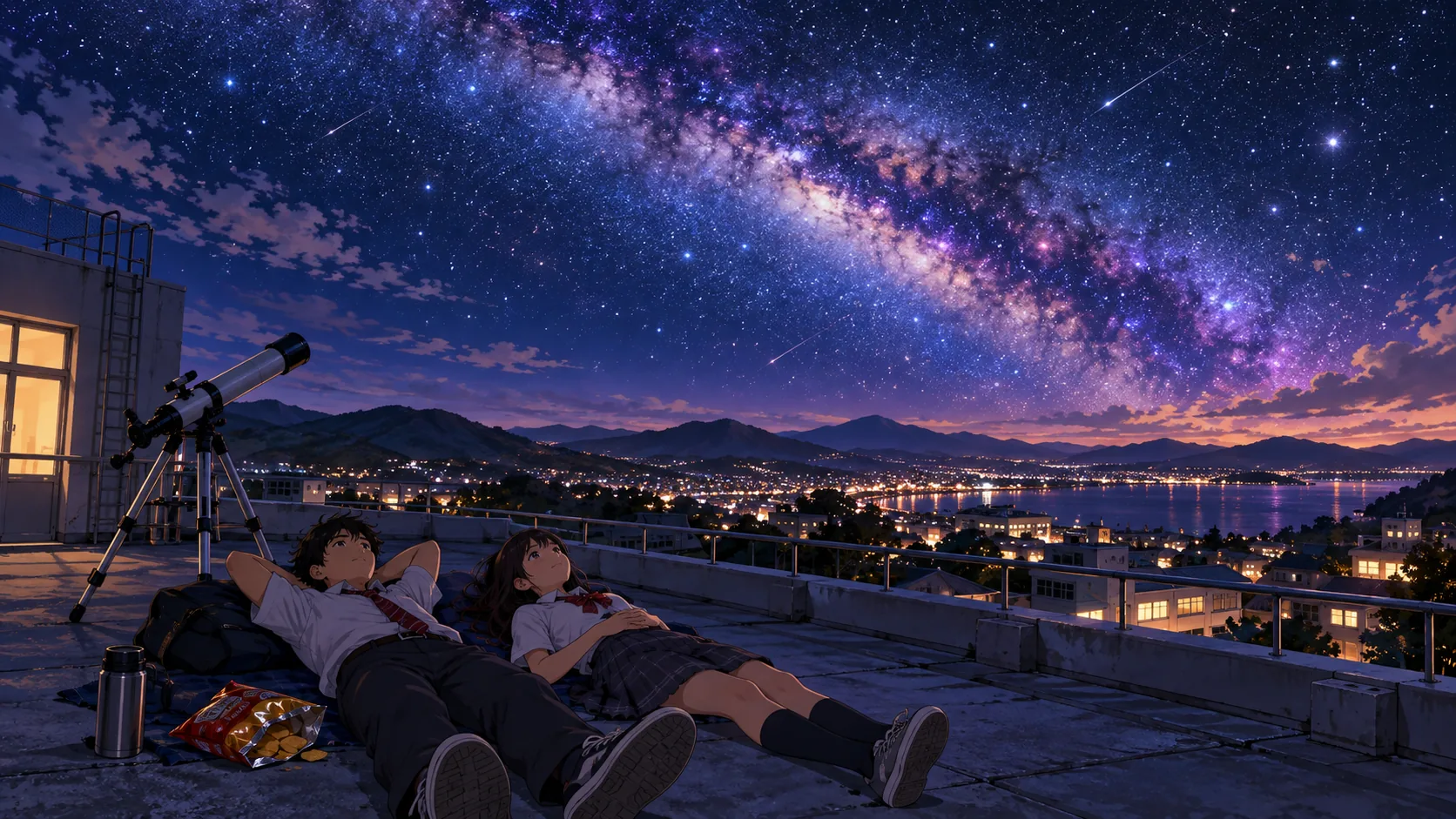 Rooftop Stargazing, made with GPT Image 2.5 Sunburst