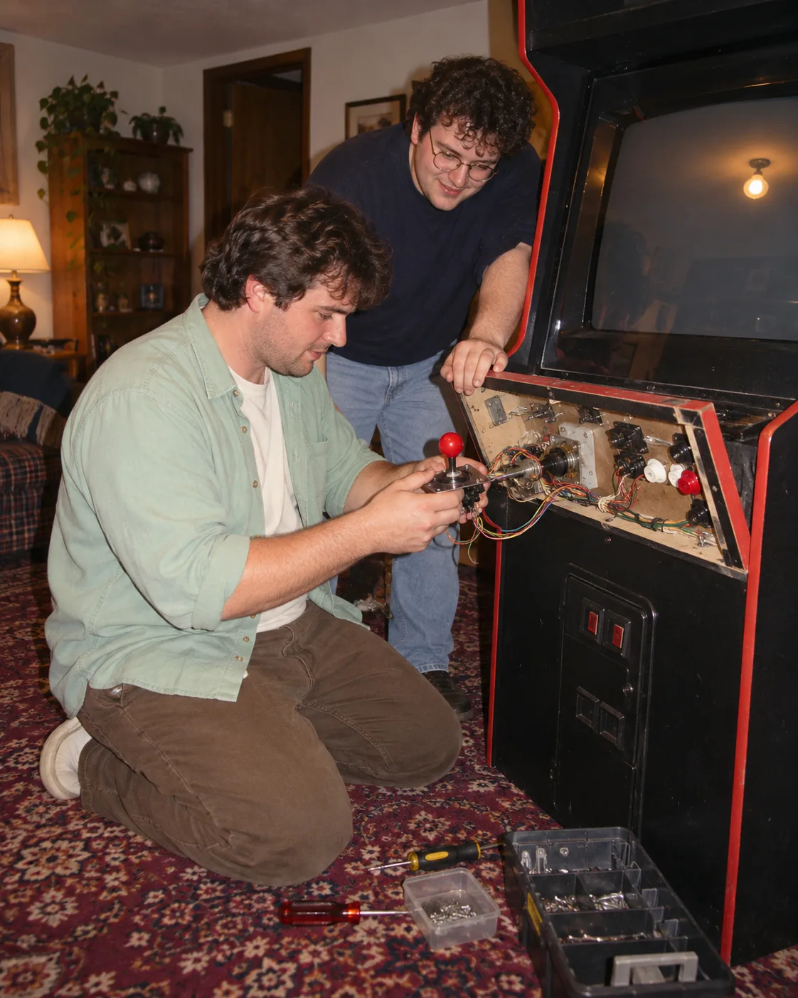 Arcade Repair Evening, made with GPT Image 2.5 Sunburst