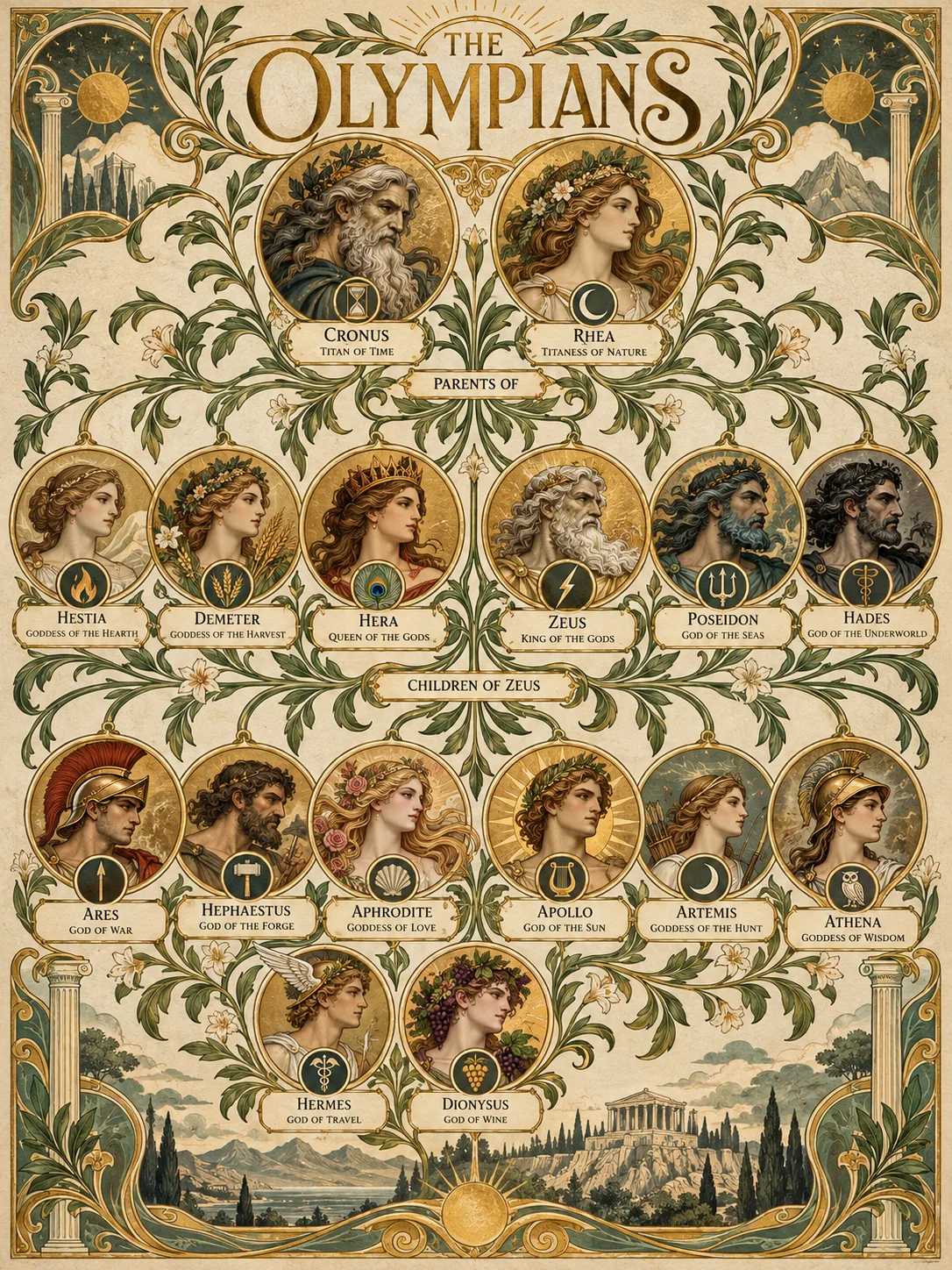 Mythic Family Tree, made with GPT Image 2.5 Sunburst
