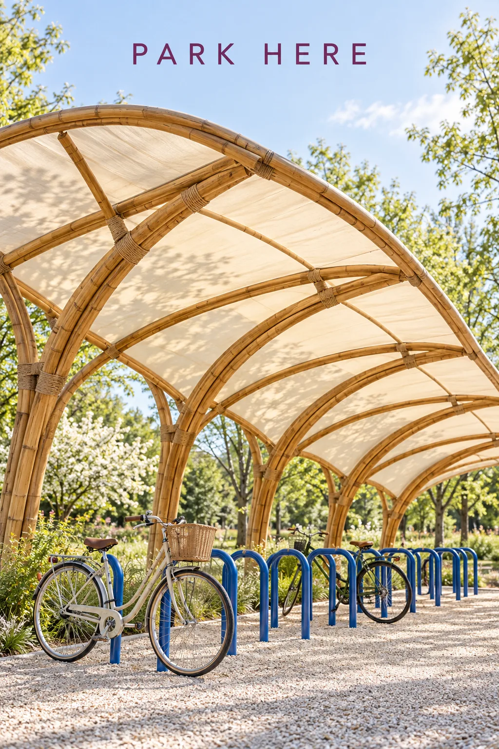 Bamboo Cycle Pavilion, made with GPT Image 2.5 Sunburst