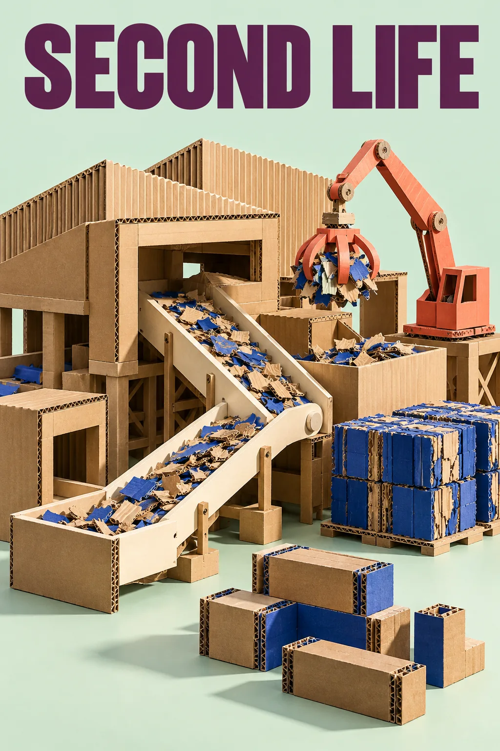 Cardboard Recycling Depot, made with GPT Image 2.5 Sunburst