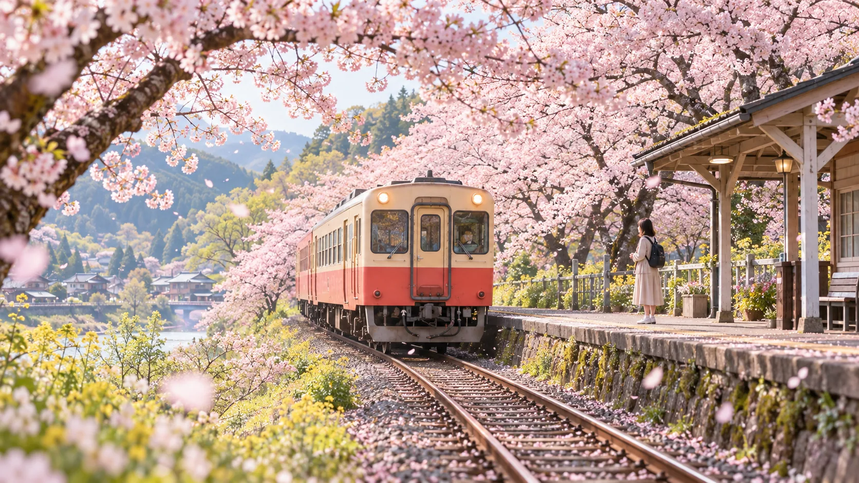Cherry Blossom Train, made with GPT Image 2.5 Sunburst