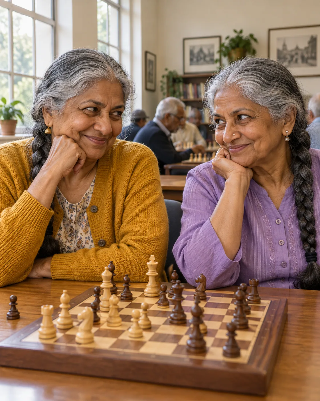 Chess Club Sisters, made with GPT Image 2.5 Sunburst