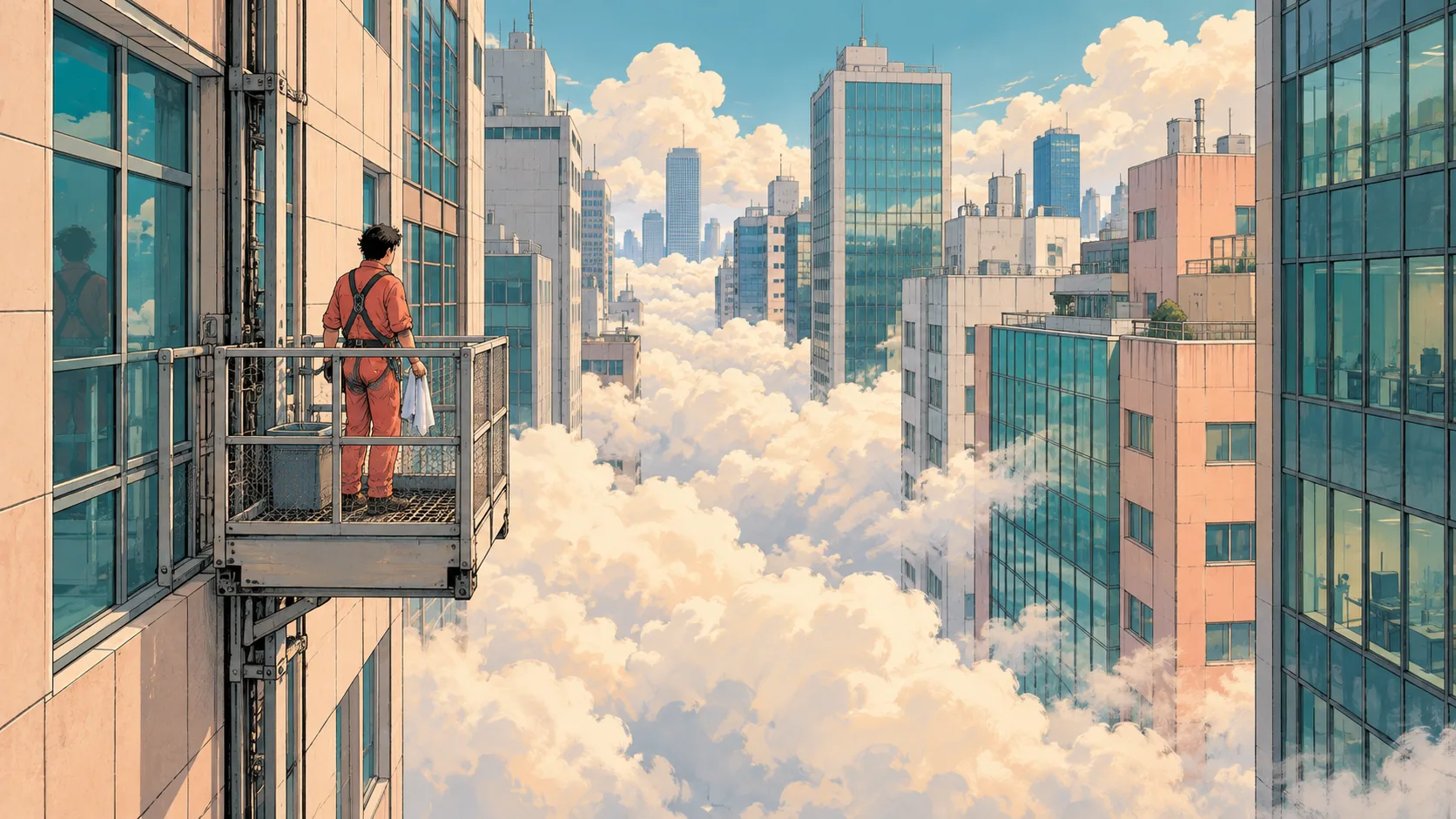 Clouds Between Buildings, made with GPT Image 2.5 Sunburst
