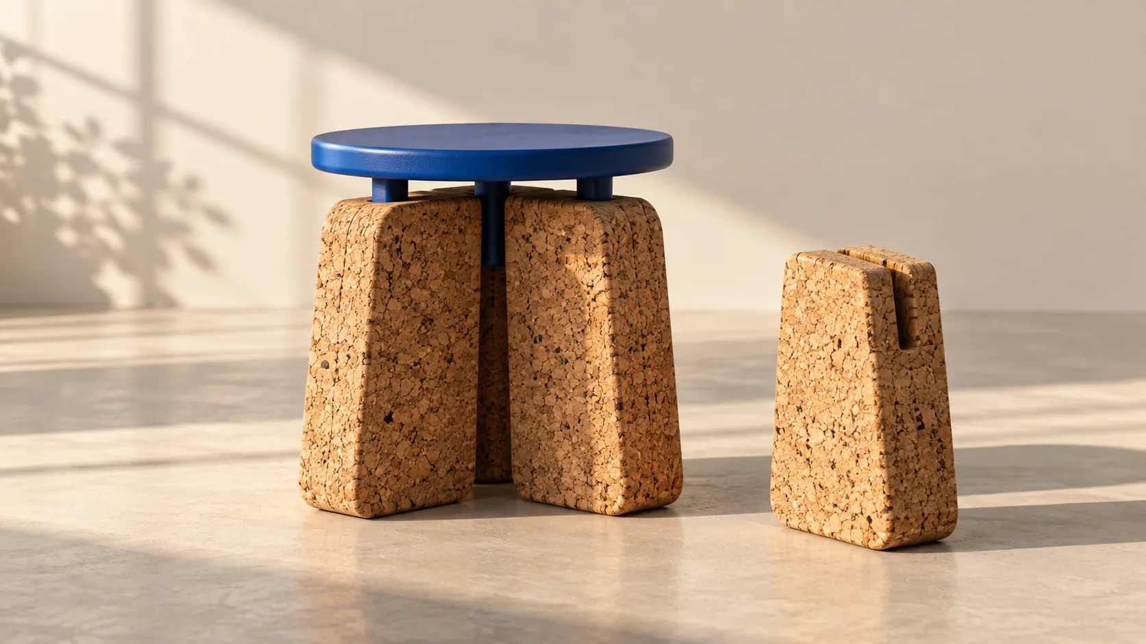 Cork Stool Balance, made with GPT Image 2.5 Sunburst