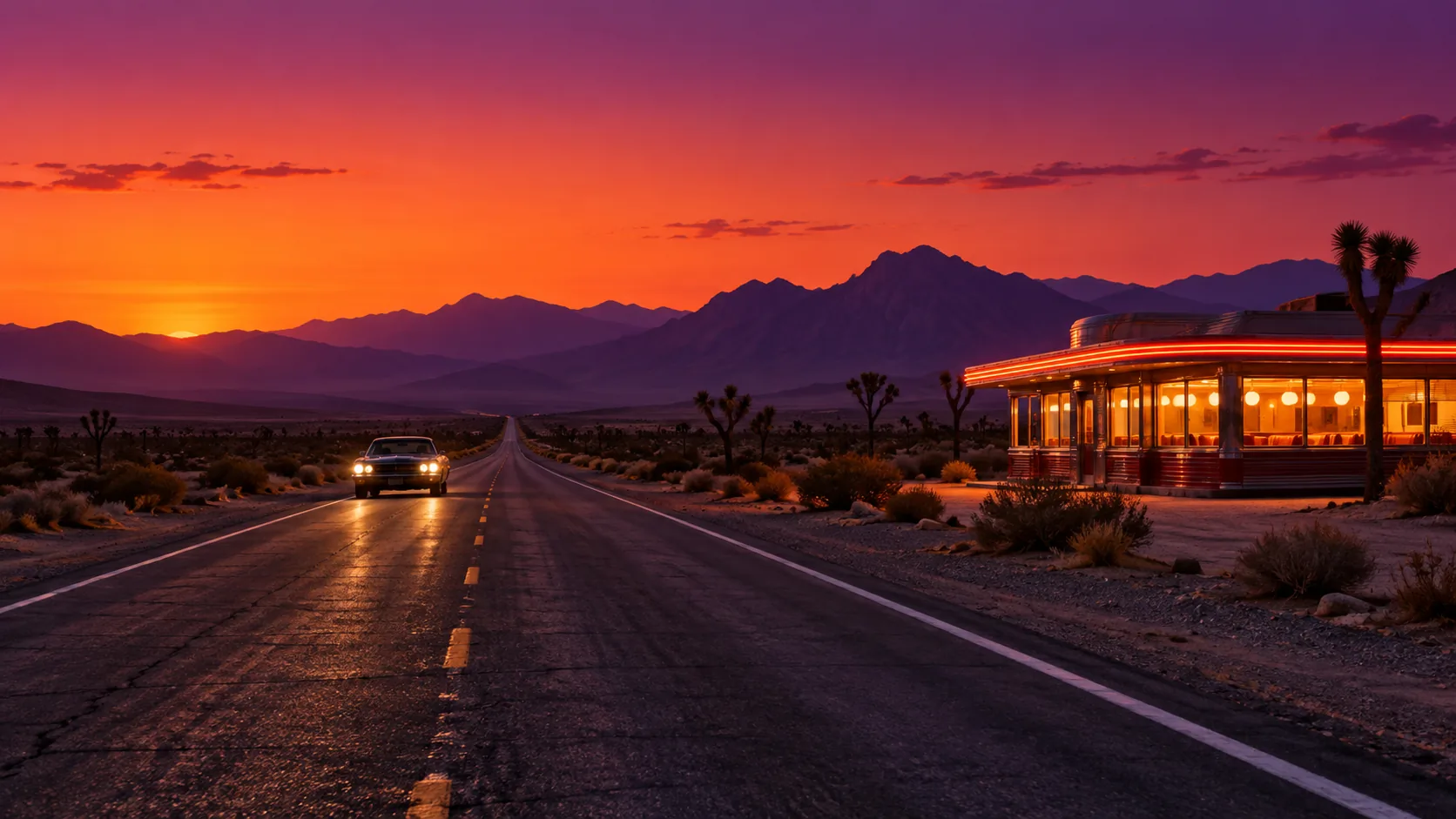 Desert Road at Dusk, made with GPT Image 2.5 Sunburst