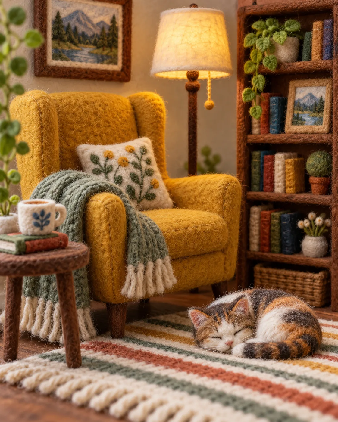 Felted Reading Corner, made with GPT Image 2.5 Sunburst