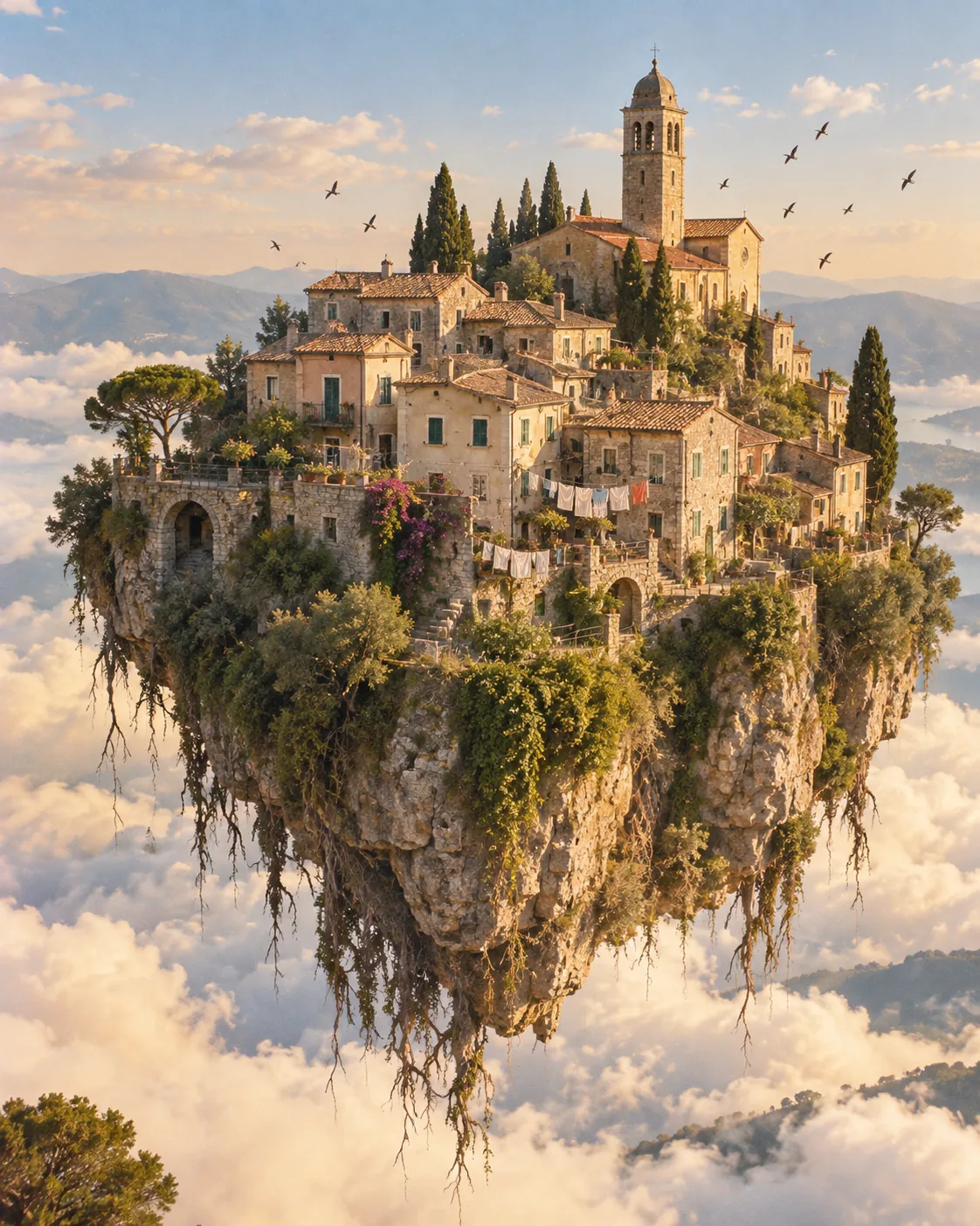 Floating Old Town, made with GPT Image 2.5 Sunburst