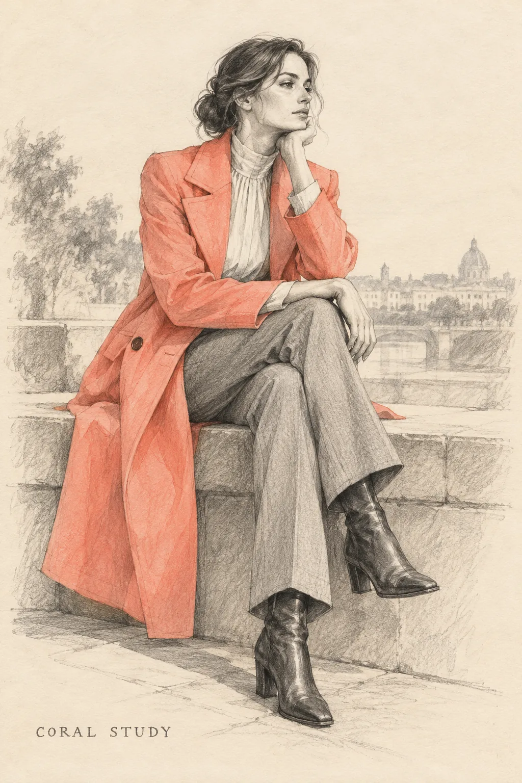 Coral Coat Study, made with GPT Image 2.5 Sunburst