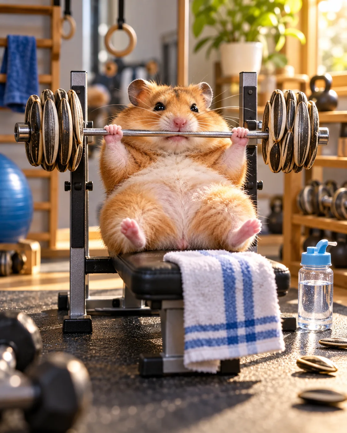 Hamster Gym, made with GPT Image 2.5 Sunburst