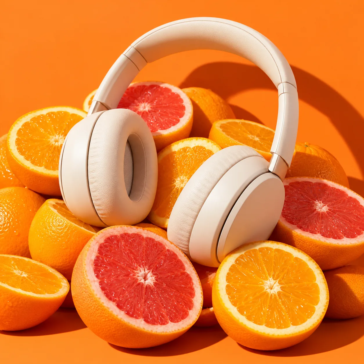 Headphones and Citrus, made with GPT Image 2.5 Sunburst