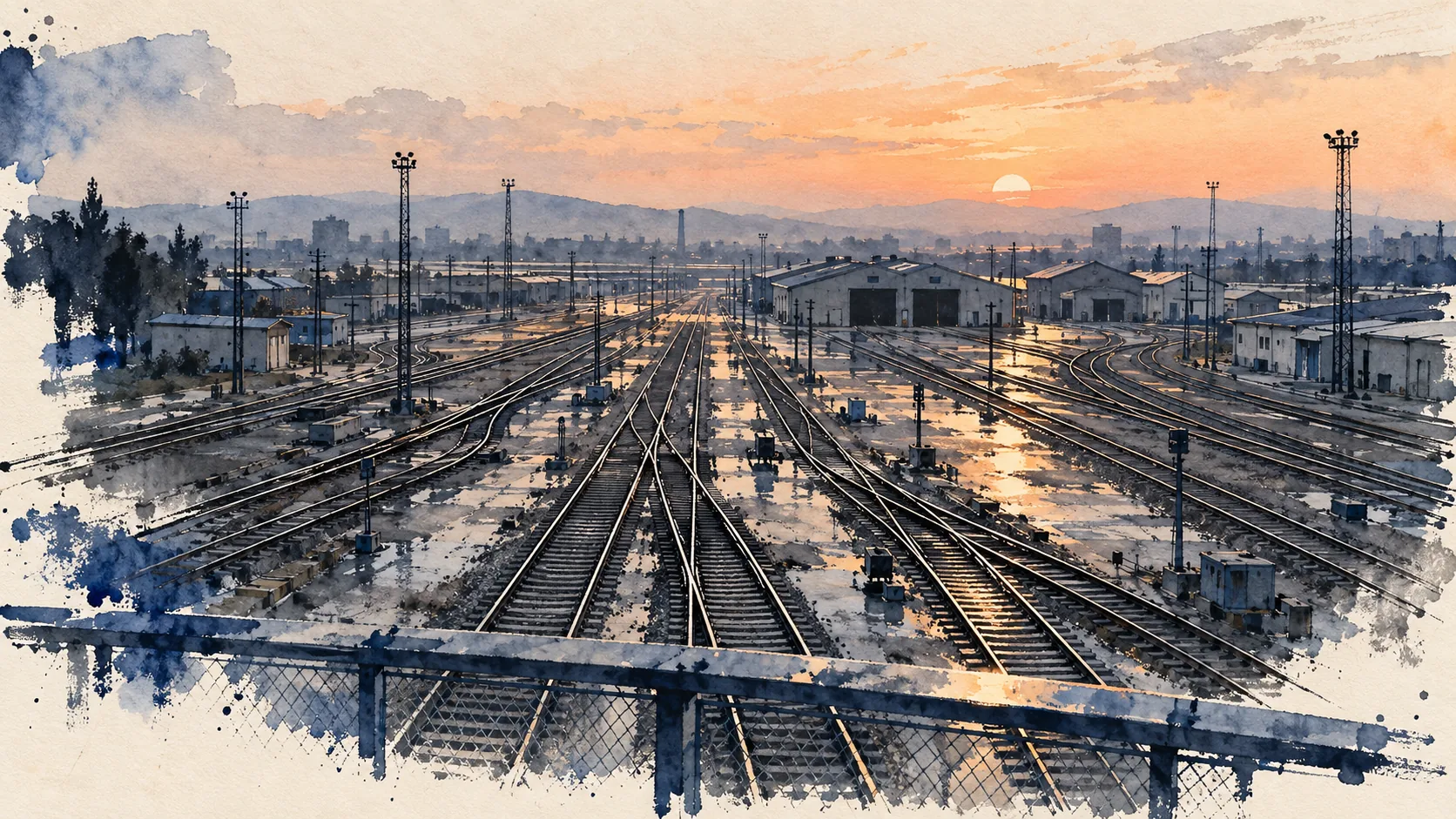 Rails Before Evening, made with GPT Image 2.5 Sunburst