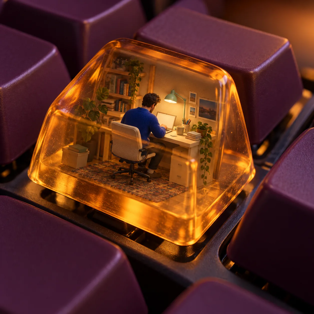 Keycap Evening Office, made with GPT Image 2.5 Sunburst