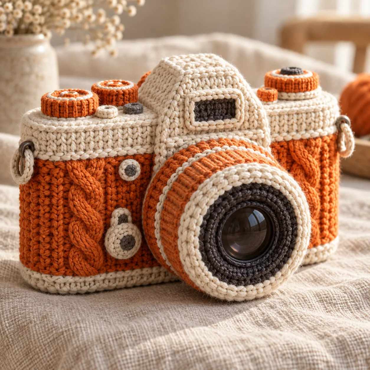Knitted Camera, made with GPT Image 2.5 Sunburst