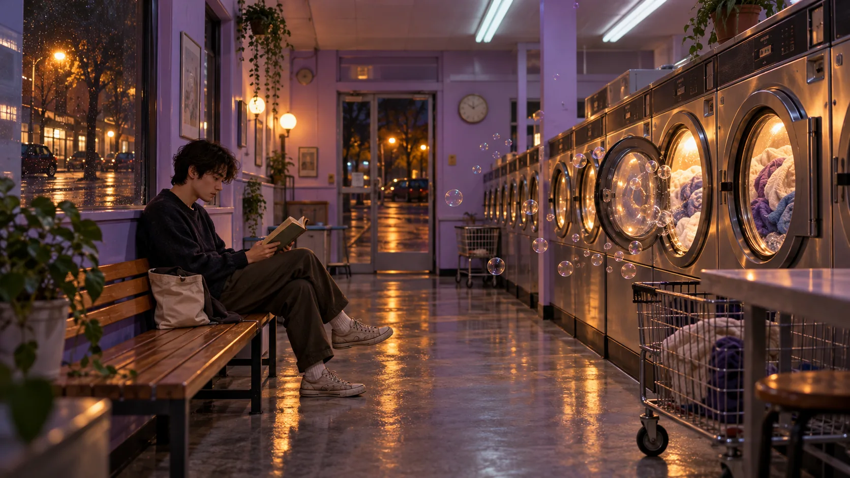 Lavender Laundromat, made with GPT Image 2.5 Sunburst