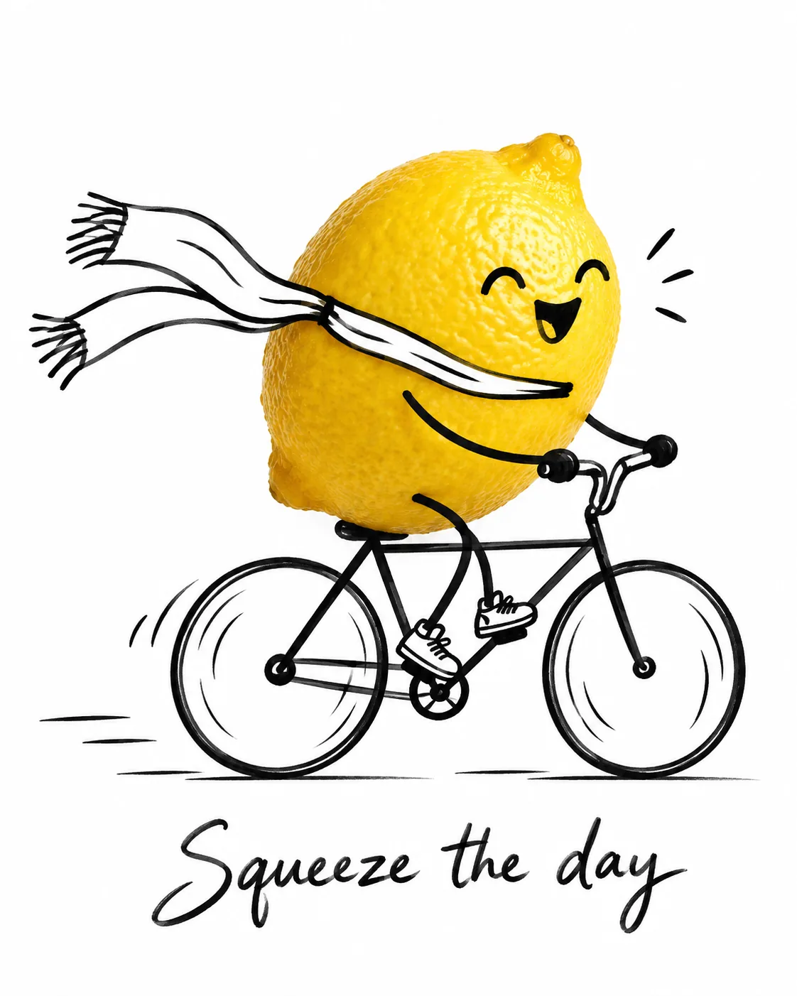Lemon on a Bike, made with GPT Image 2.5 Sunburst