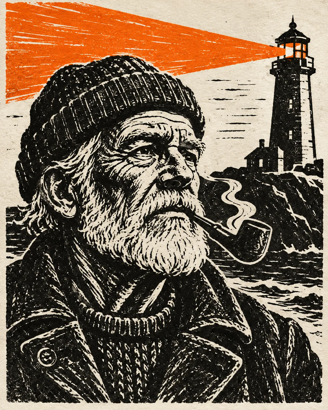 Linocut Keeper, made with GPT Image 2.5 Sunburst