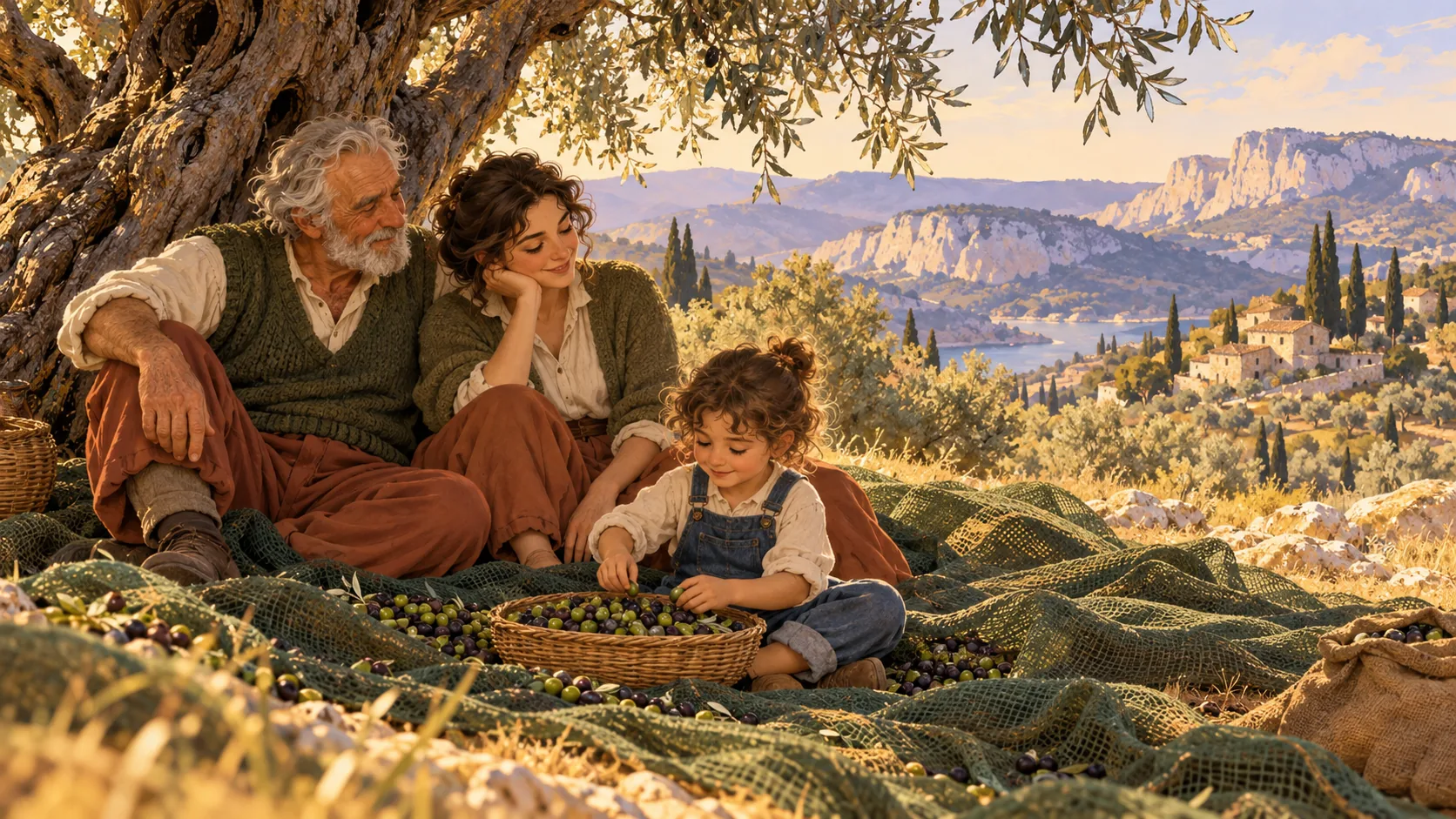 Olive Harvest Rest, made with GPT Image 2.5 Sunburst