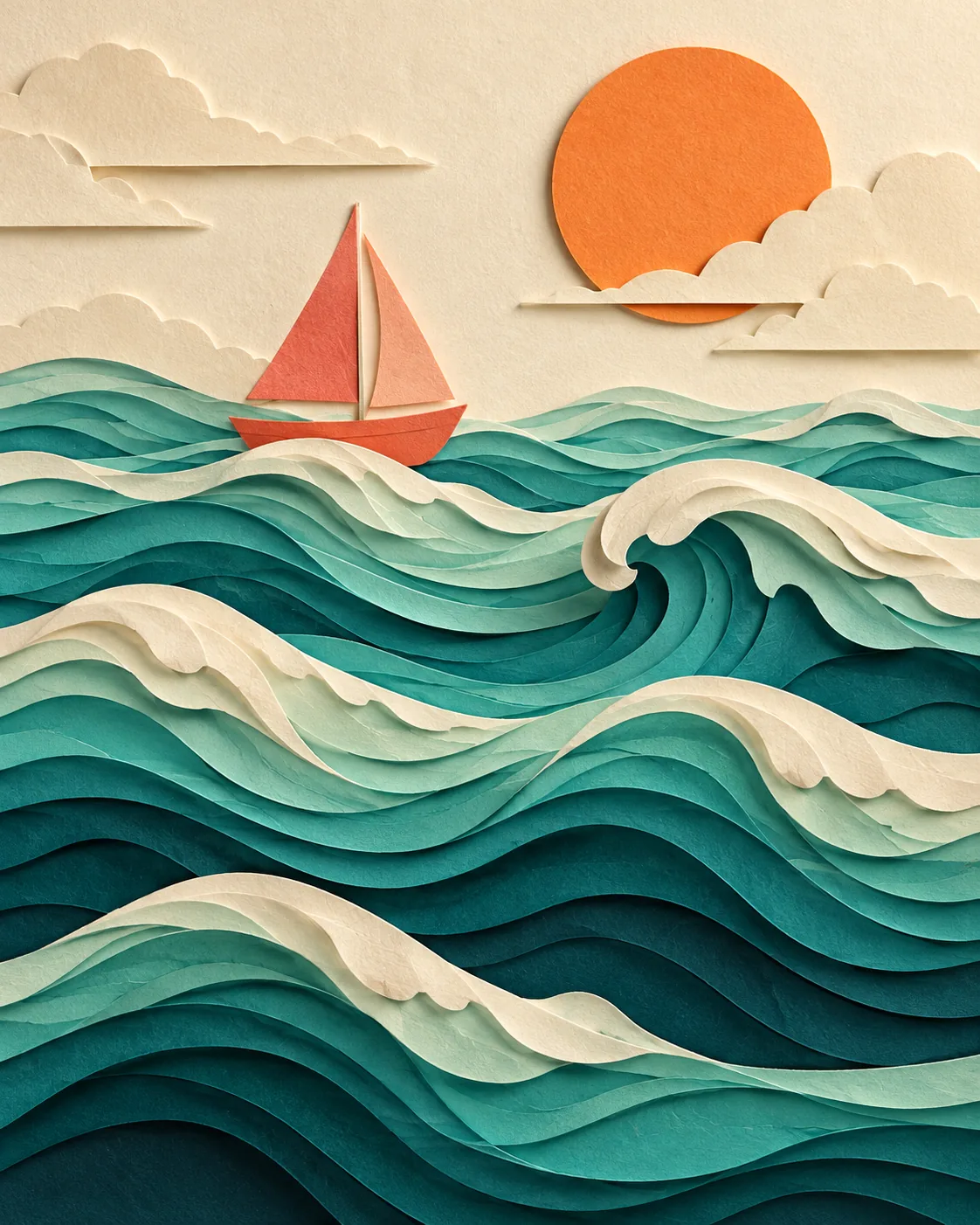 Paper Cut Ocean, made with GPT Image 2.5 Sunburst