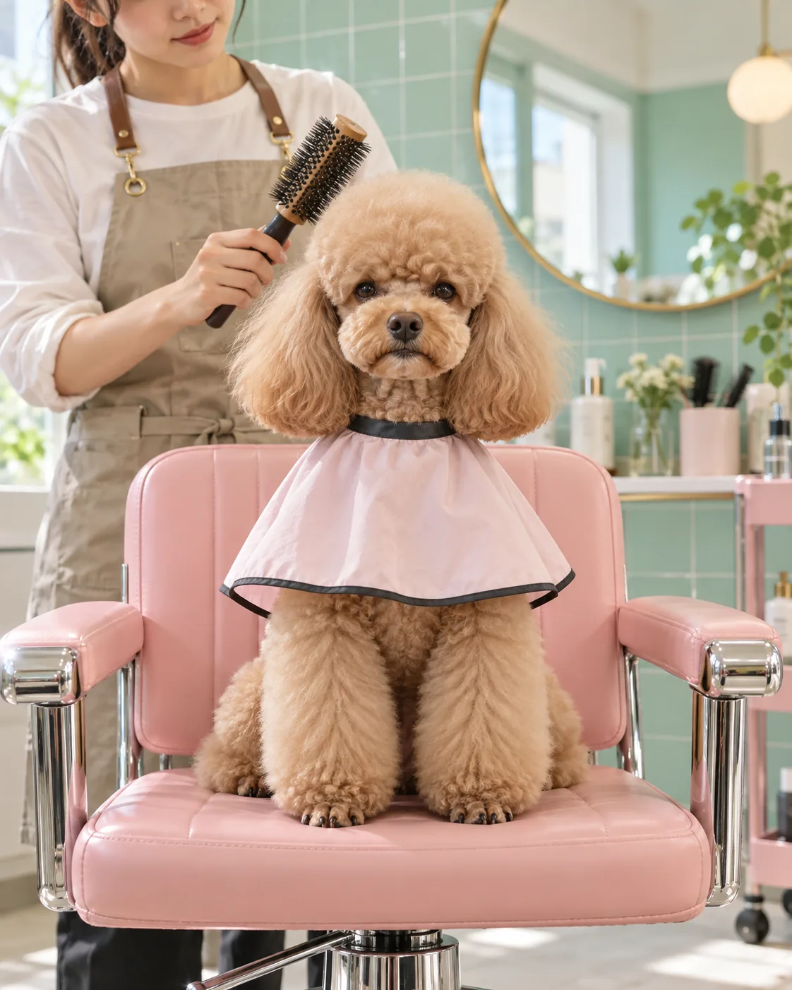 Poodle at the Salon, made with GPT Image 2.5 Sunburst