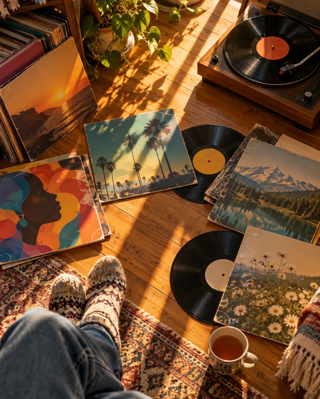 Records on the Floor, made with GPT Image 2.5 Sunburst
