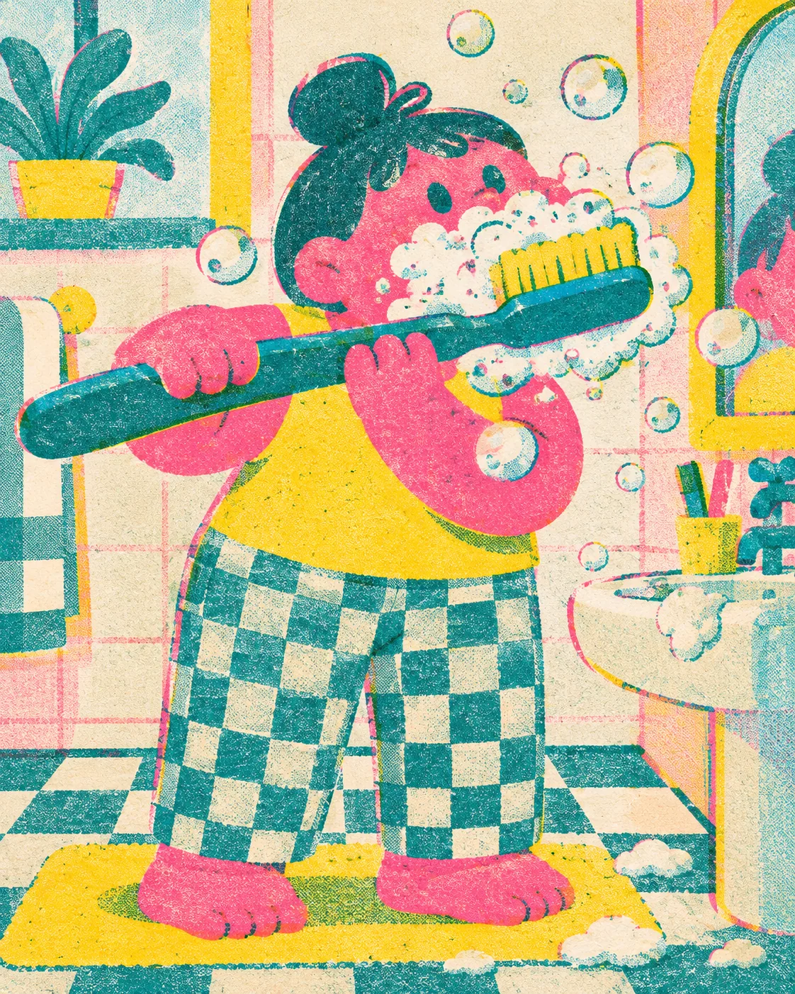 Morning Routine Riso, made with GPT Image 2.5 Sunburst