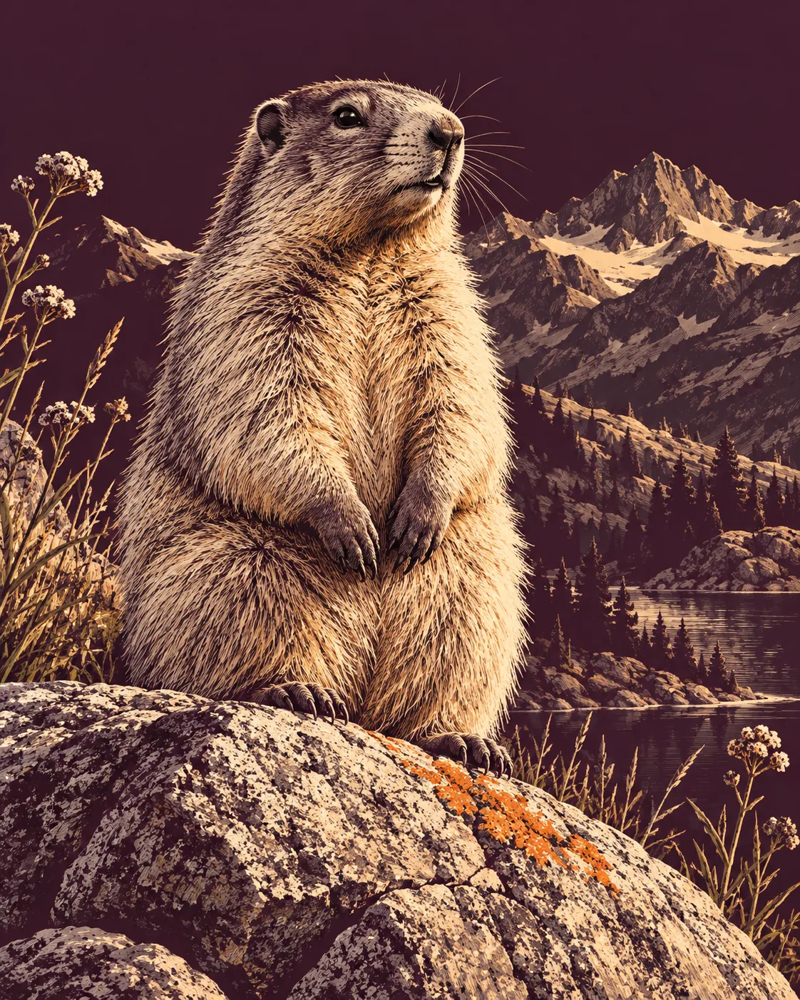 Marmot On Granite, made with GPT Image 2.5 Sunburst