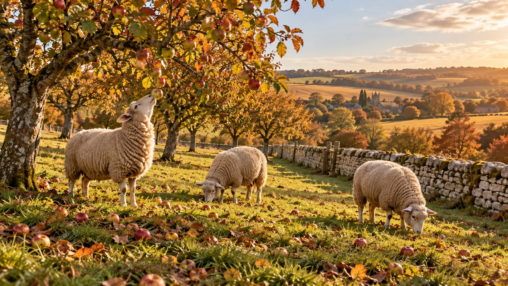 Sheep Windfall Orchard, made with GPT Image 2.5 Sunburst