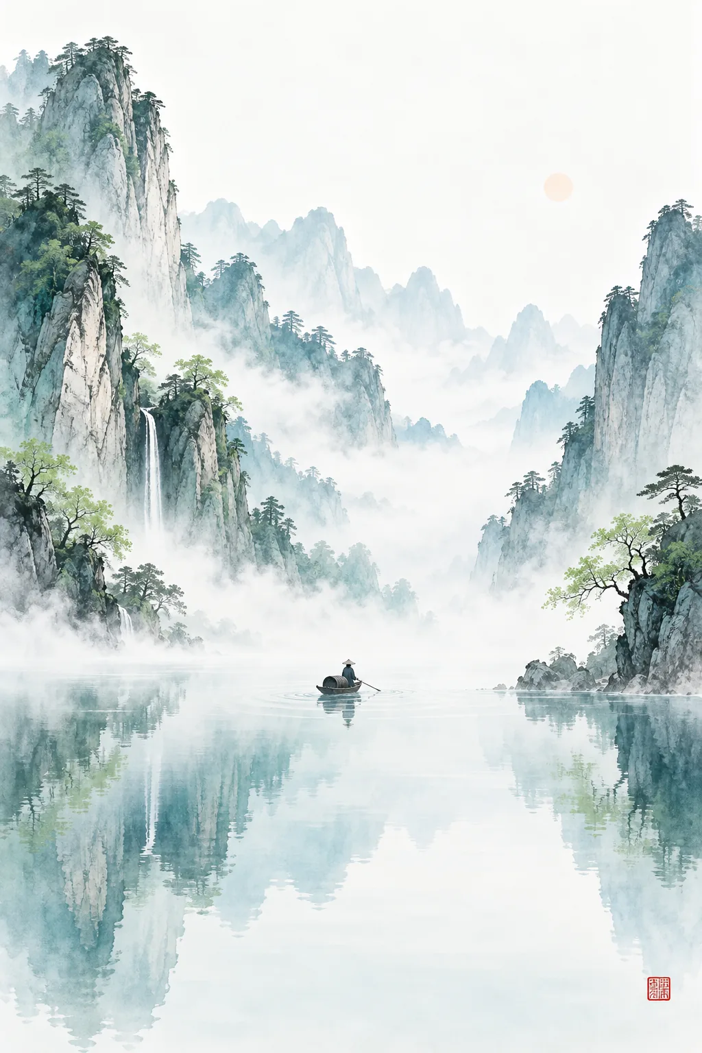 Spring Ink Lake, made with GPT Image 2.5 Sunburst