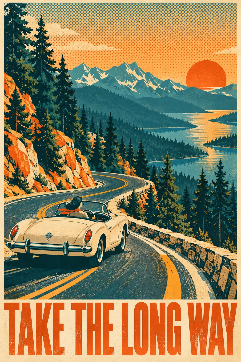 Switchback Road Poster, made with GPT Image 2.5 Sunburst