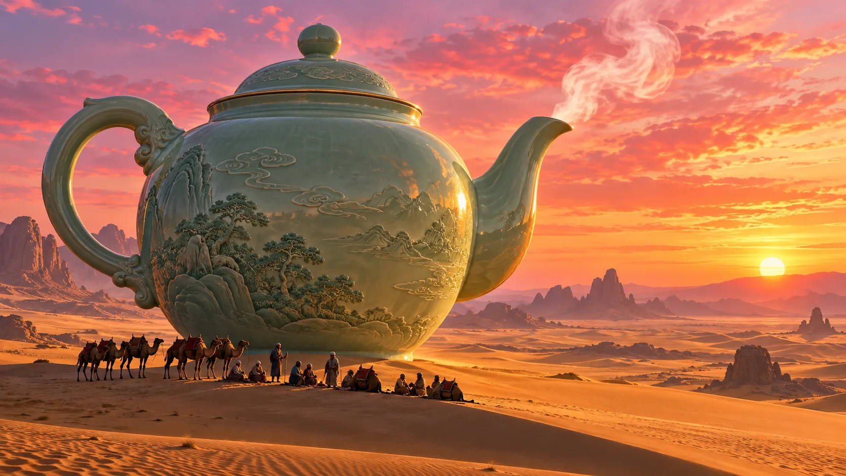 Teapot Monument, made with GPT Image 2.5 Sunburst