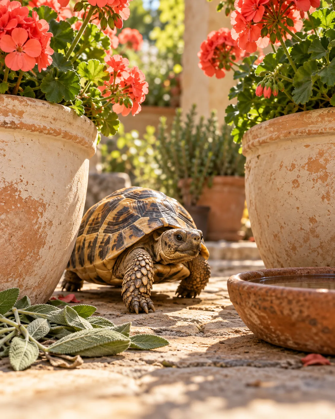 Tortoise Geranium Pots, made with GPT Image 2.5 Sunburst