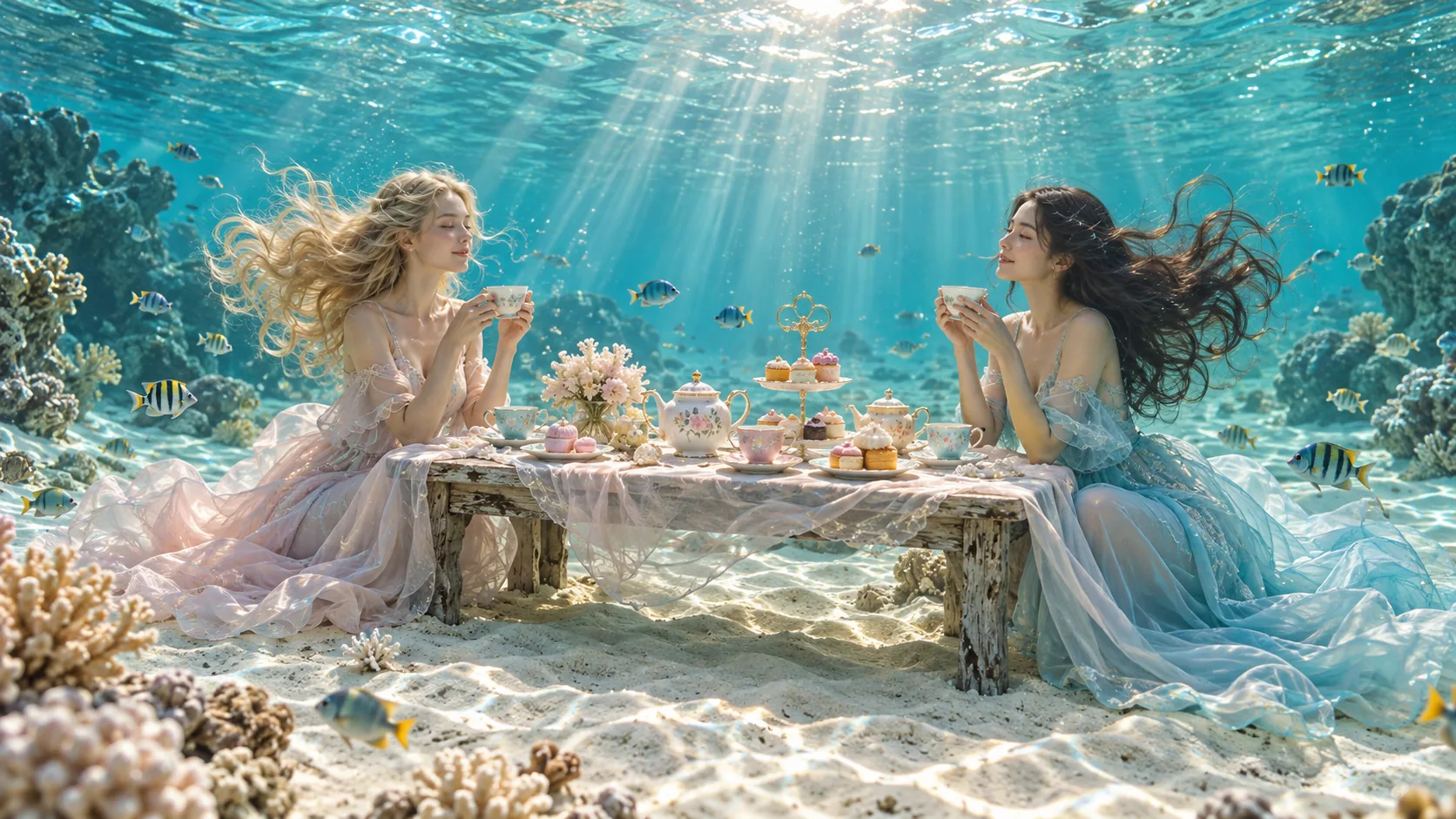 Underwater Tea Party, made with GPT Image 2.5 Sunburst