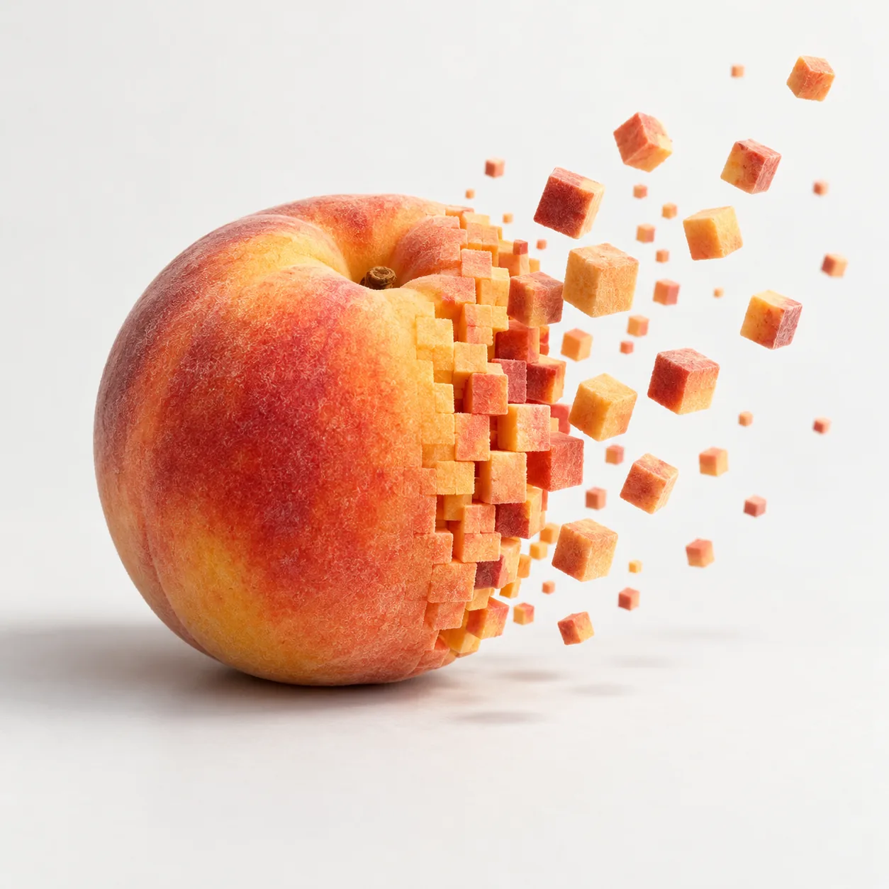 Voxel Peach, made with GPT Image 2.5 Sunburst