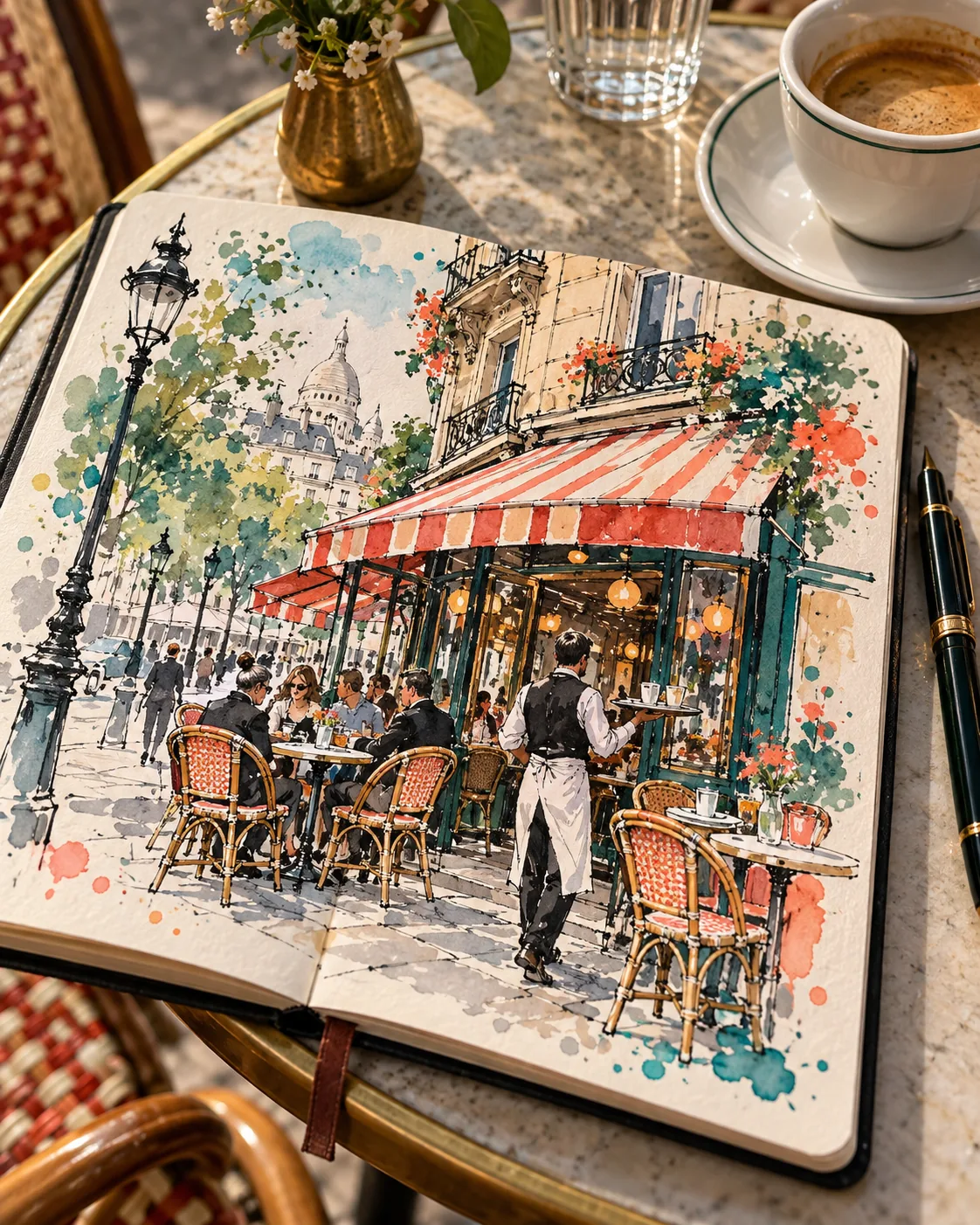 Cafe Sketchbook, made with GPT Image 2.5 Sunburst