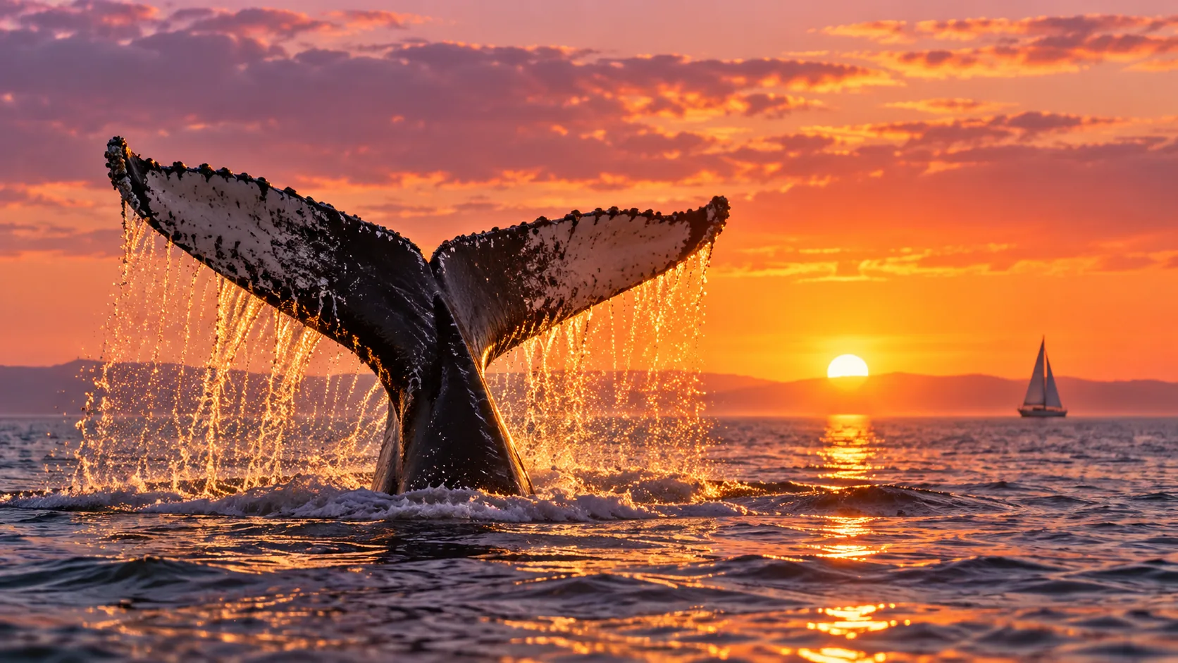 Whale Tail at Sunset, made with GPT Image 2.5 Sunburst