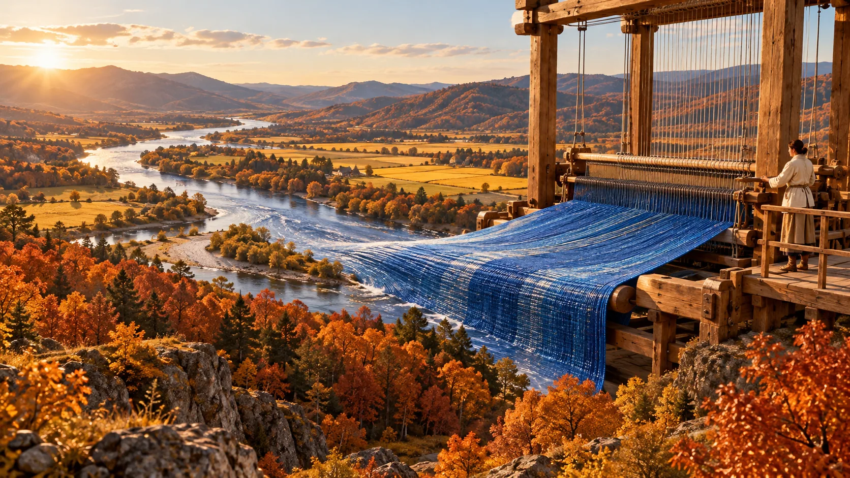 Woven River Valley, made with GPT Image 2.5 Sunburst