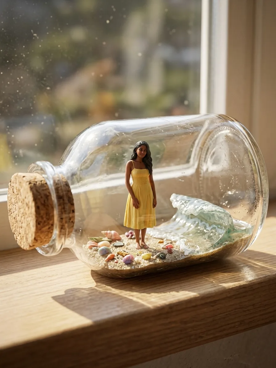 Figure in a Glass Bottle, made with Nano Banana 2.1