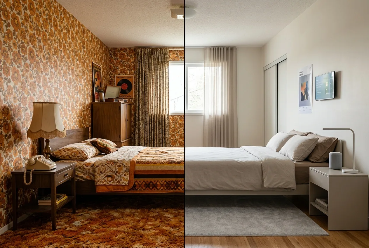 Room Split Between Two Eras, made with Nano Banana 2.1