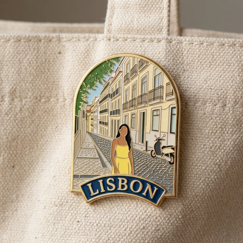 Travel Enamel Pin, made with Nano Banana 2.1