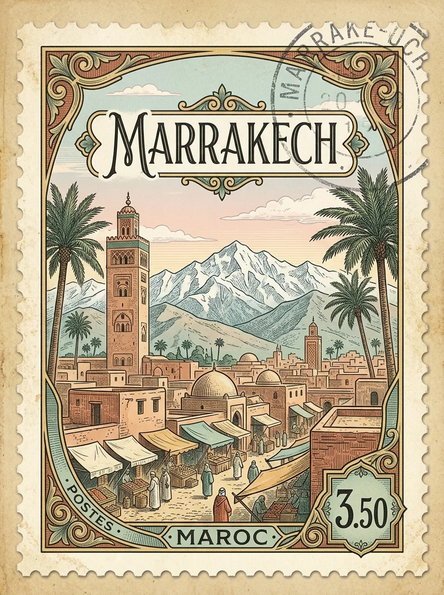 Vintage Travel Stamp, made with Nano Banana 2.1